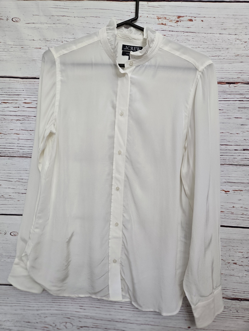 NWT J.Crew Jules Classic Fit Ivory Ruffle Collar Blouse Size 4